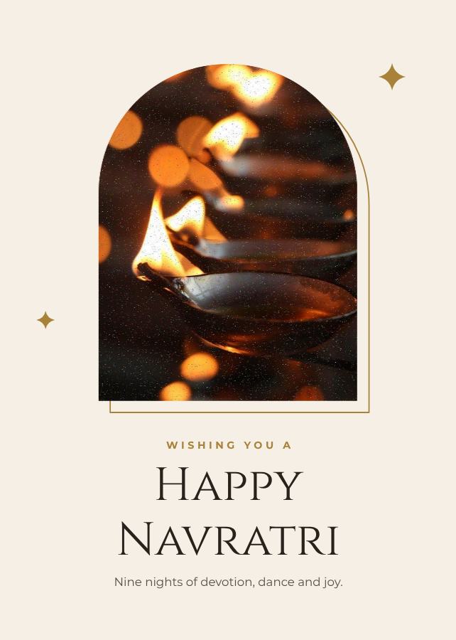 Ivory Navratri Greeting Card — editable festivals template