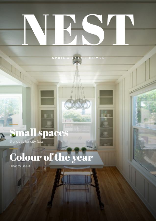 Ivory NEST Homes Magazine Cover Spring 2027 — editable marketing template