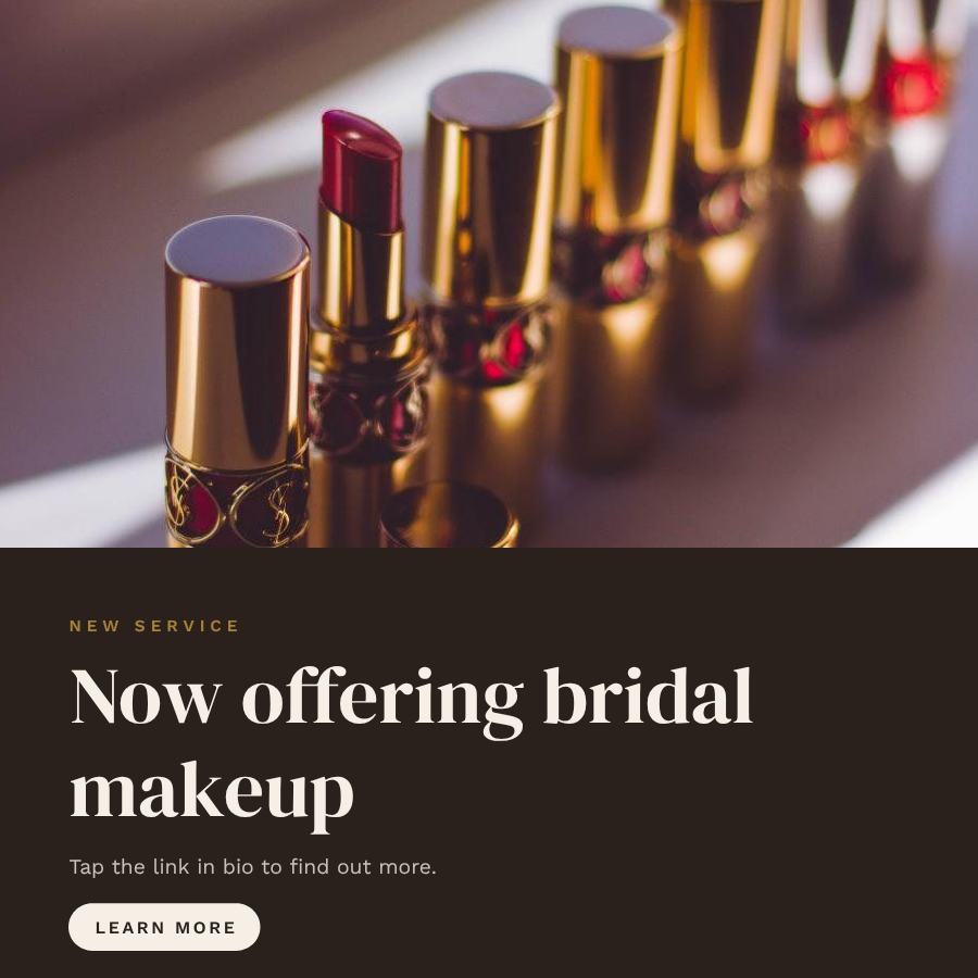 Ivory Now offering bridal makeup Announcement Post — editable social media template