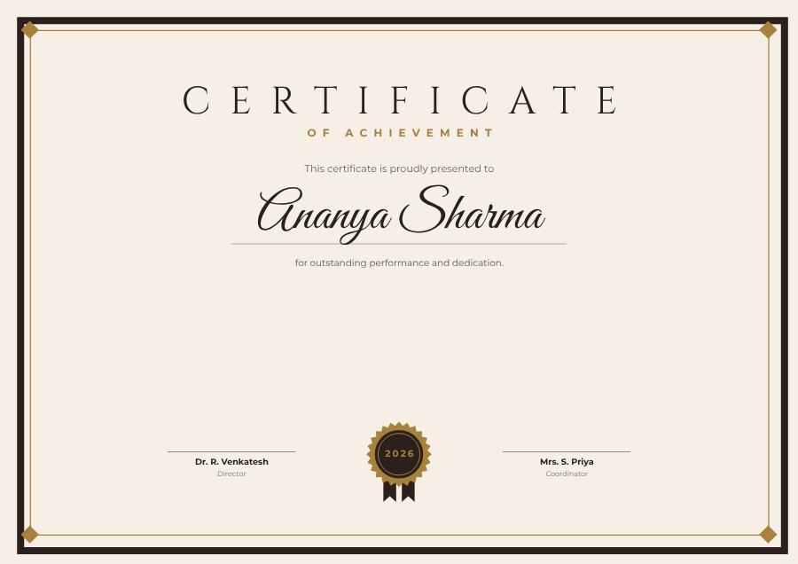 Ivory Of Achievement Certificate Classic — editable certificates template