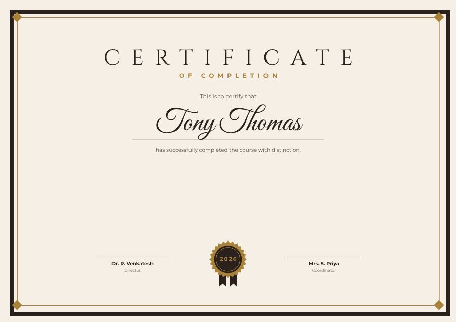 Ivory Of Completion Certificate Formal — editable certificates template