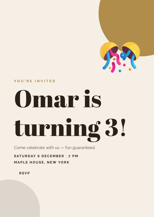Ivory Omar's Three Birthday Invitation — editable birthday template