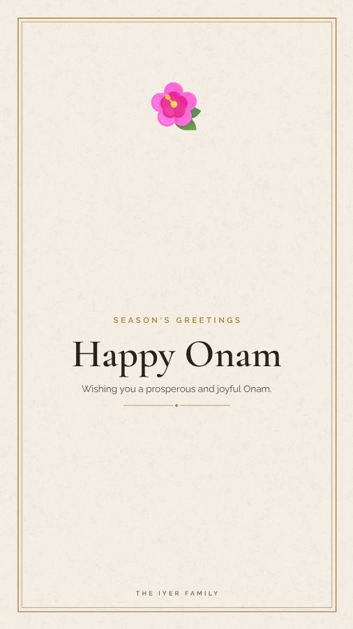 Ivory Onam Wishes Story — editable festivals template