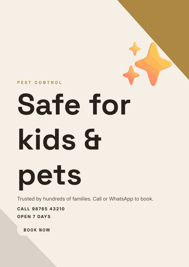 Ivory Safe for kids & pets Pest control Flyer Offer — editable business template