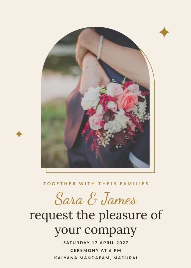 Ivory Sara and James Wedding Invitation — editable wedding template