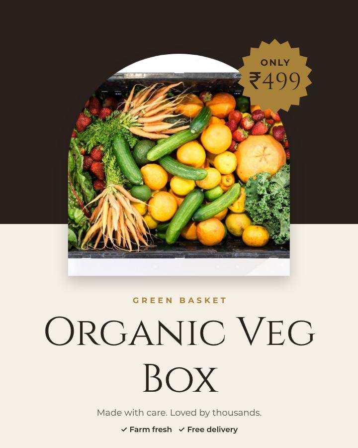 Ivory Showcase Organic Veg Box Product Ad — editable marketing template