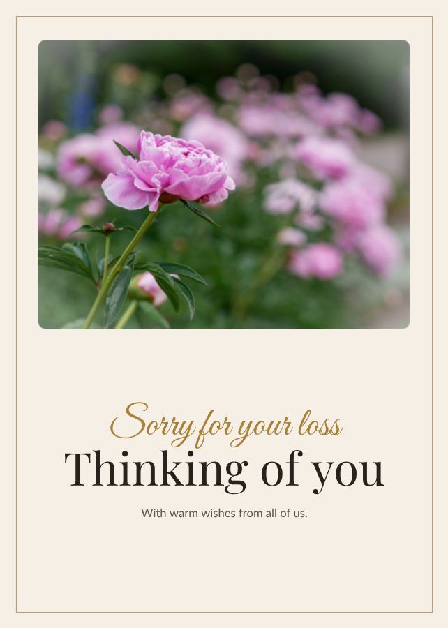 Ivory Sorry for your loss thinking of you Card III — editable cards template
