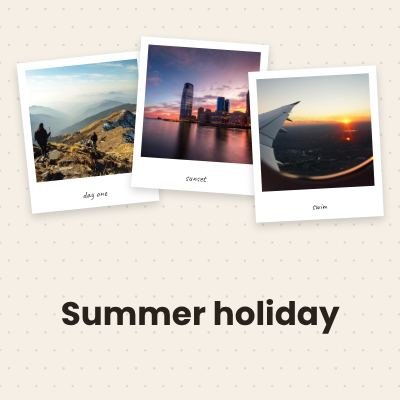 Ivory Summer holiday 3 Polaroid Album Page template