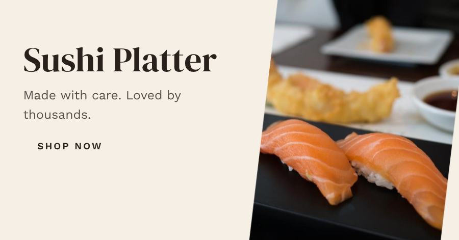 Ivory Sushi Platter Product Ad — editable marketing template