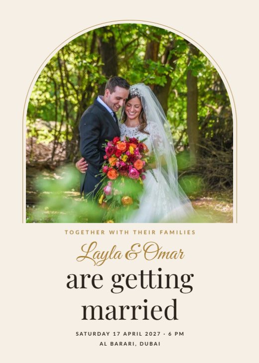 Ivory Wedding Invitation with Photo