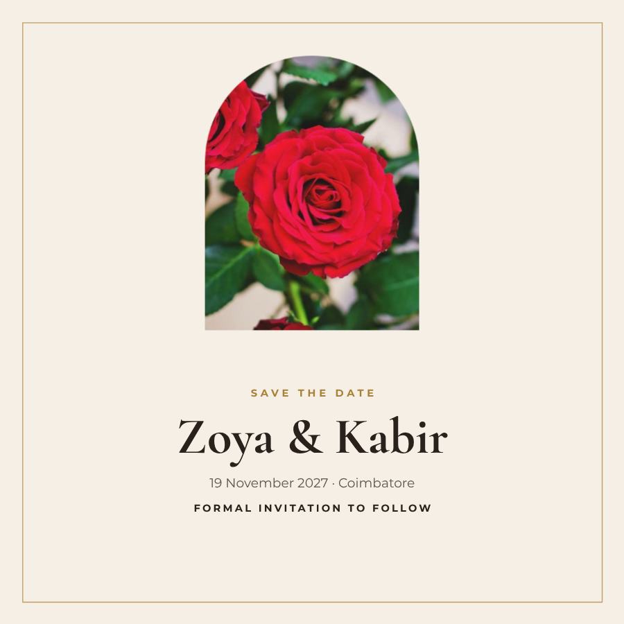 Ivory Zoya and Kabir Save the Date — editable wedding template
