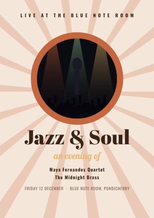 Jazz Evening Sunburst Poster template