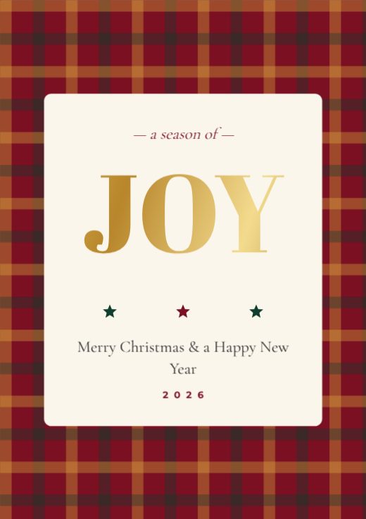 Joy Tartan Christmas Mini Poster — free poster template