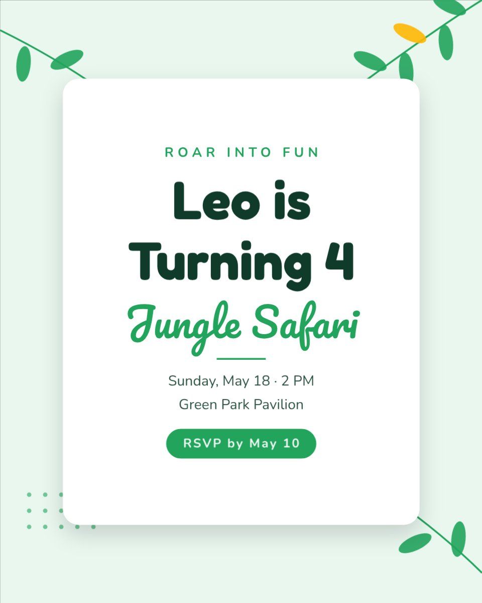 Jungle Safari Party — editable birthday template