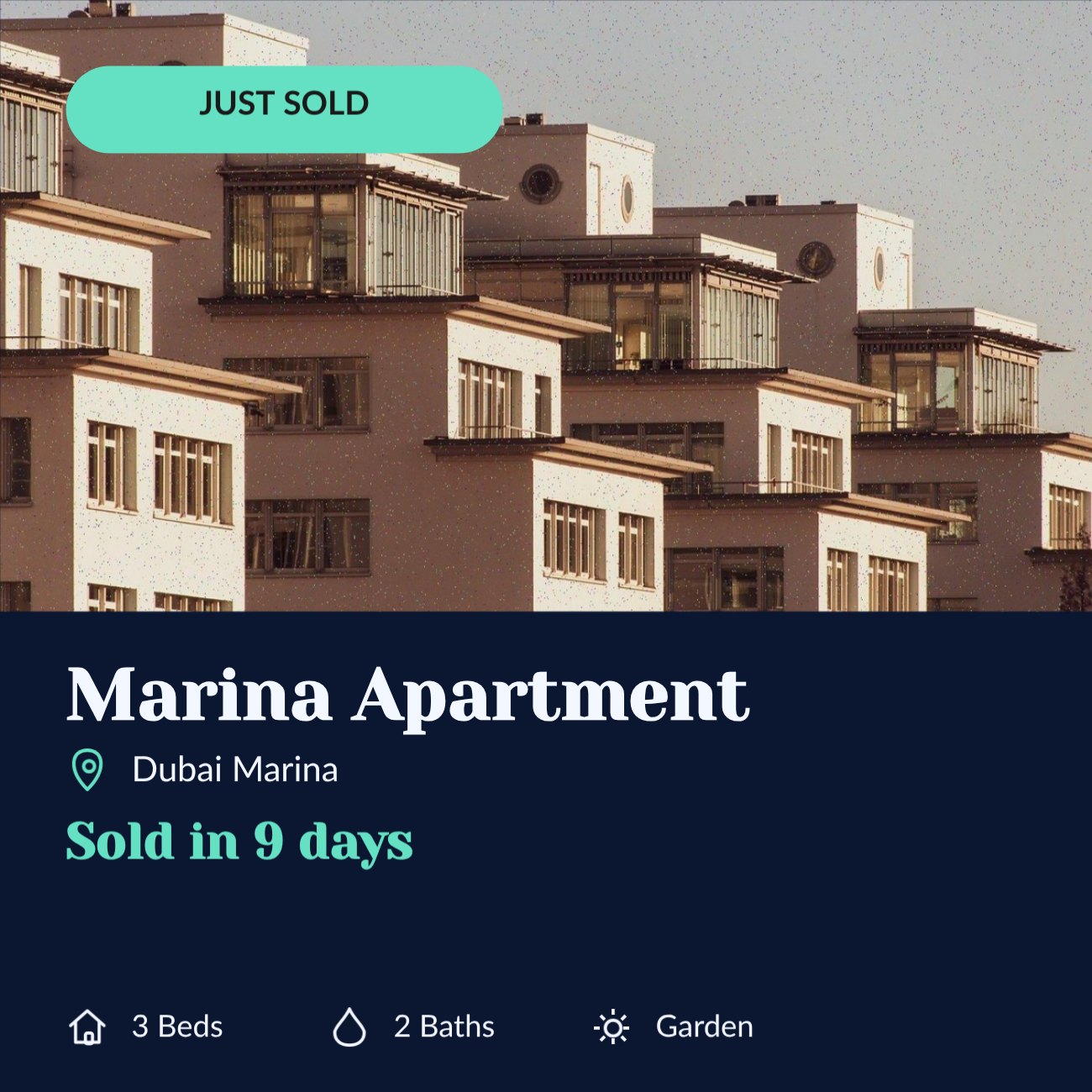 Just Sold Marina Apartment Real Estate Post — editable marketing template