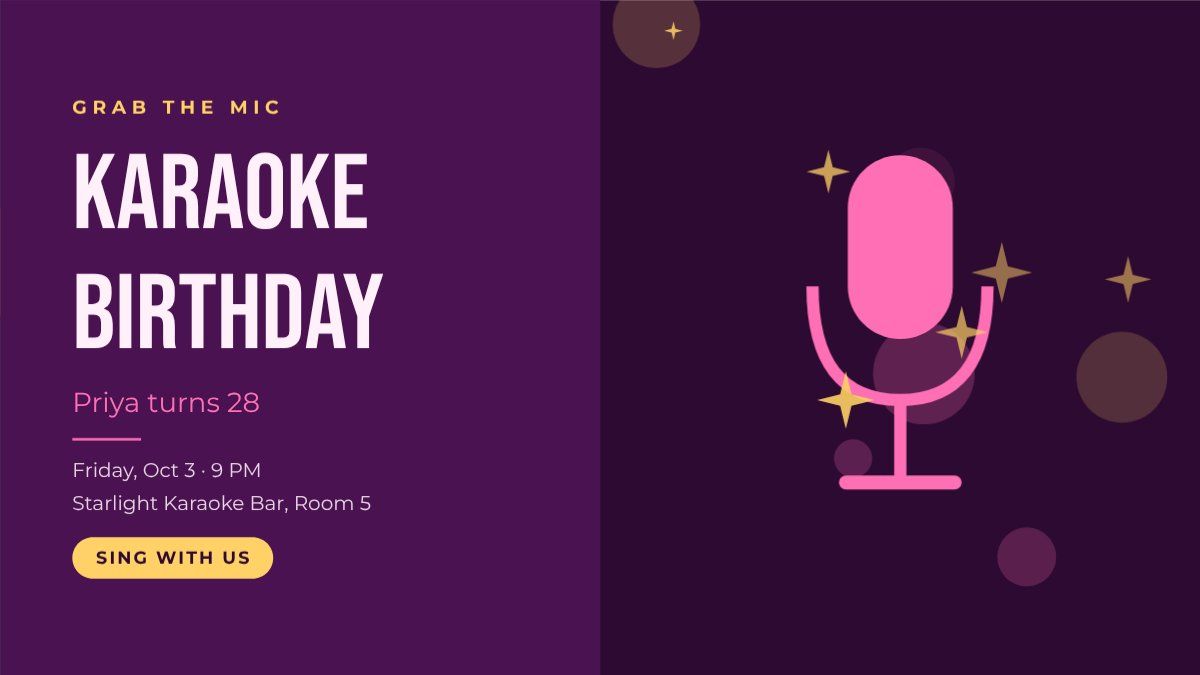Karaoke Birthday Night — editable birthday template