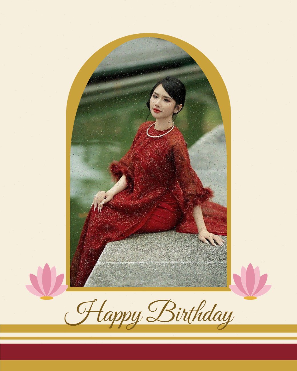 Kasavu Gold Border Birthday Post — editable birthday template