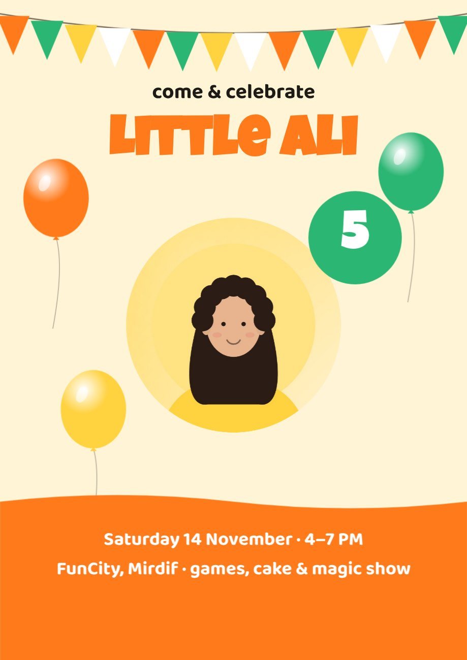 Kids Balloon Party Poster — editable birthday template