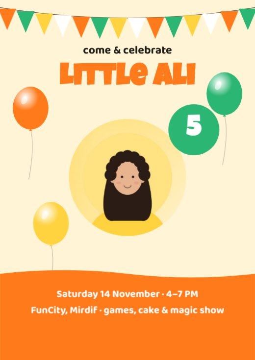 Kids Balloon Party Poster template