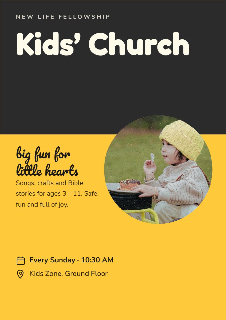 Kids’ Church Church Poster — editable events template