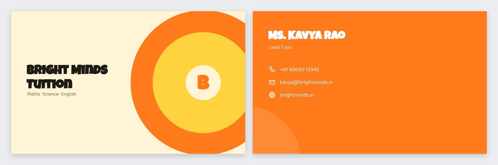 Kids Tutor Circle Card — editable business template