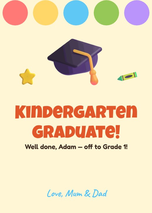 Kindergarten Graduation Card