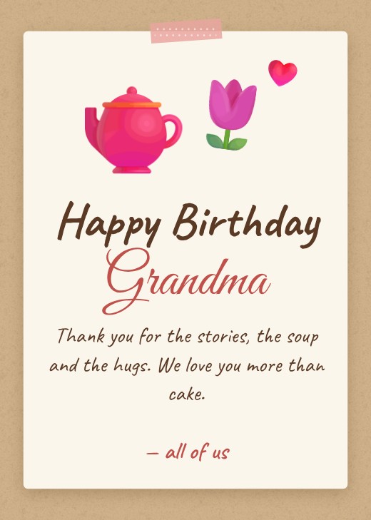 Kraft Handwritten Grandma Card — free greeting card template