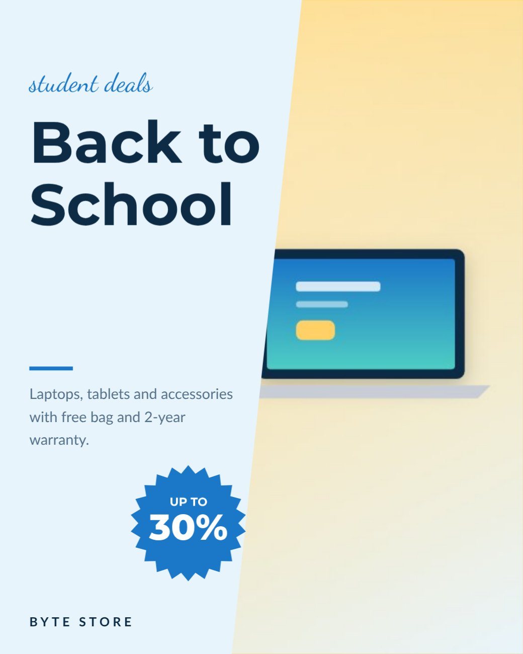 Laptop Back to School Offer — editable marketing template