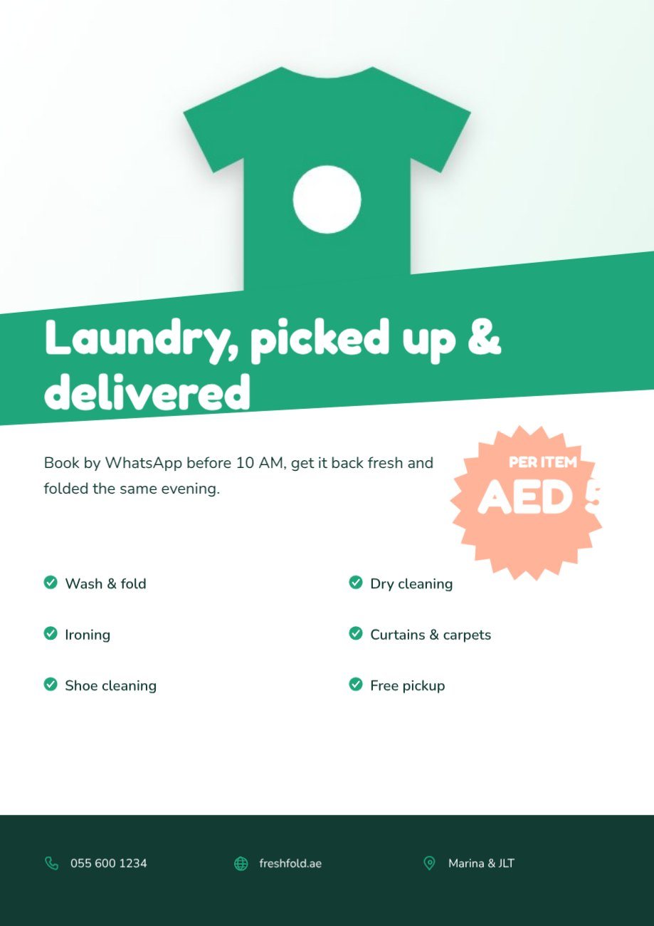 Laundry Pickup Service Flyer — editable marketing template
