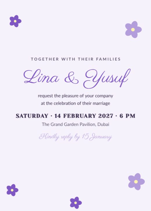 Lavender Garden Wedding Invitation