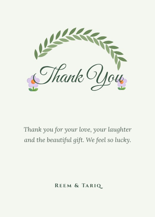 Leafy Arc Thank You Card — free thank you card template