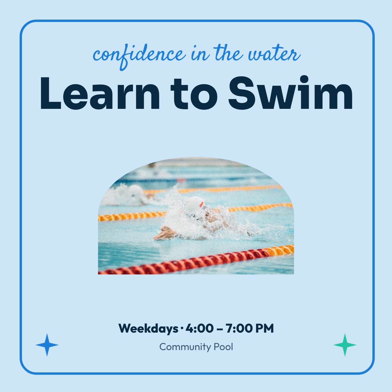 Learn to Swim Sports Post — editable events template