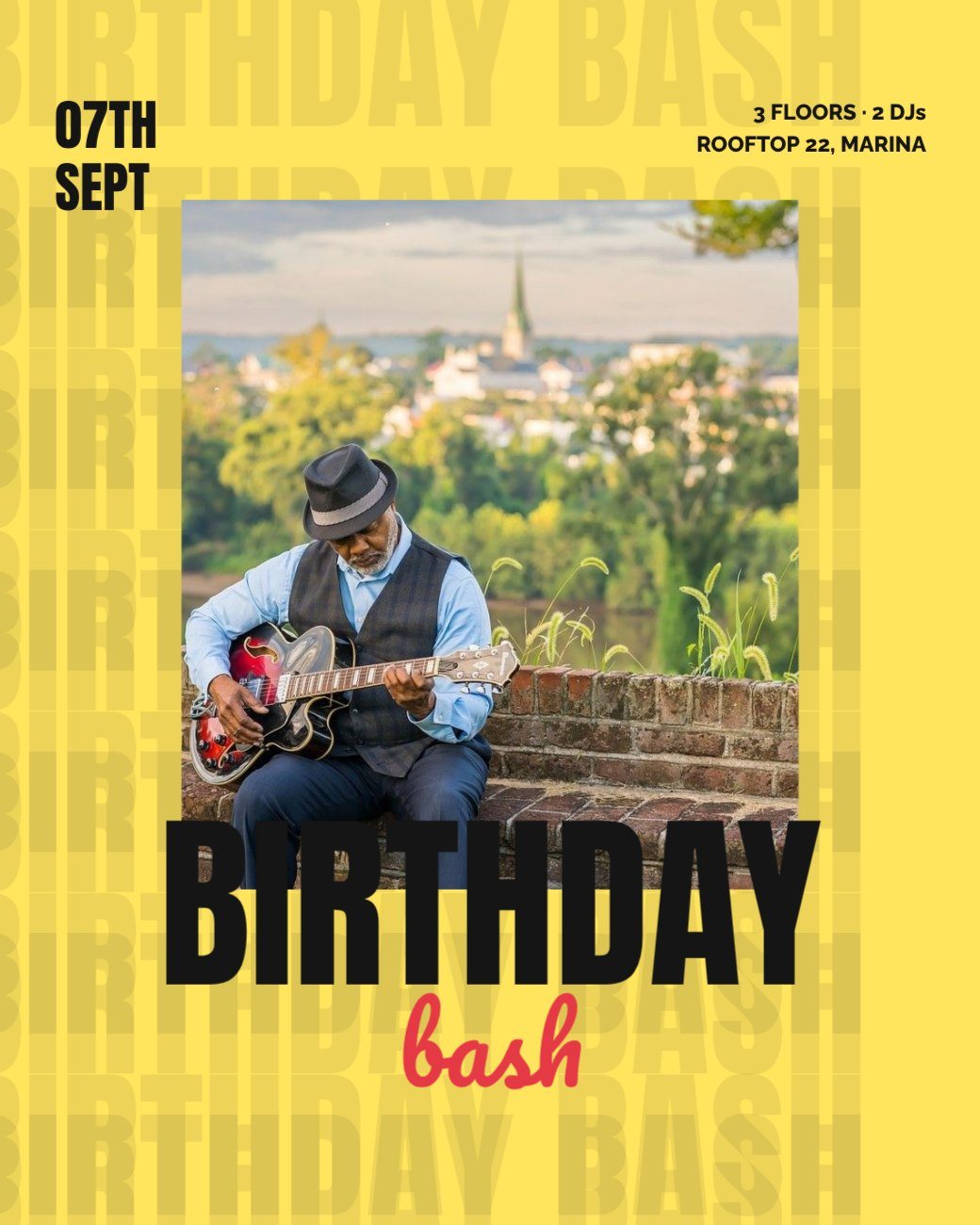Lemon Ink Bold Birthday Bash Flyer — editable birthday template
