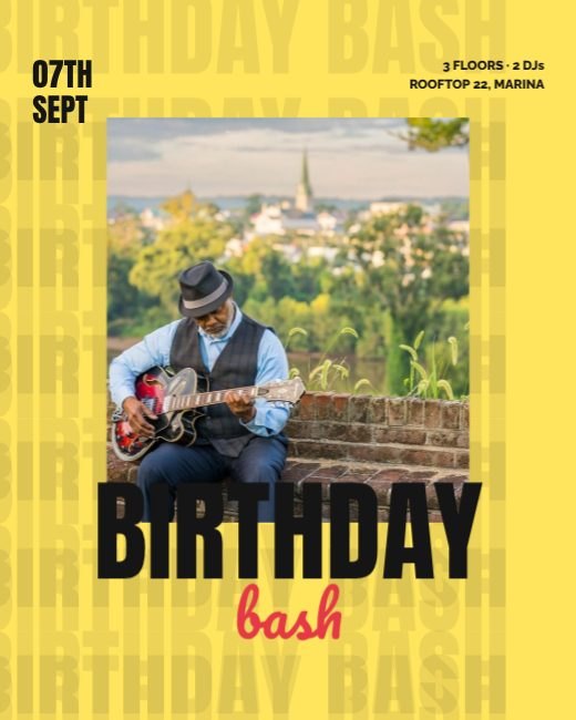 Lemon Ink Bold Birthday Bash Flyer template