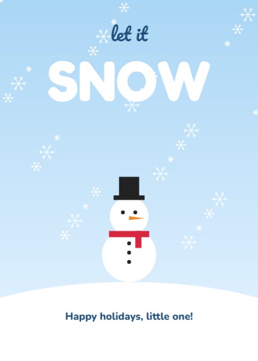 Let It Snow Kids Christmas Card — free Christmas design template