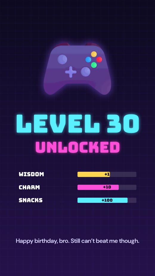 Level Up Gamer Brother Story — free design template