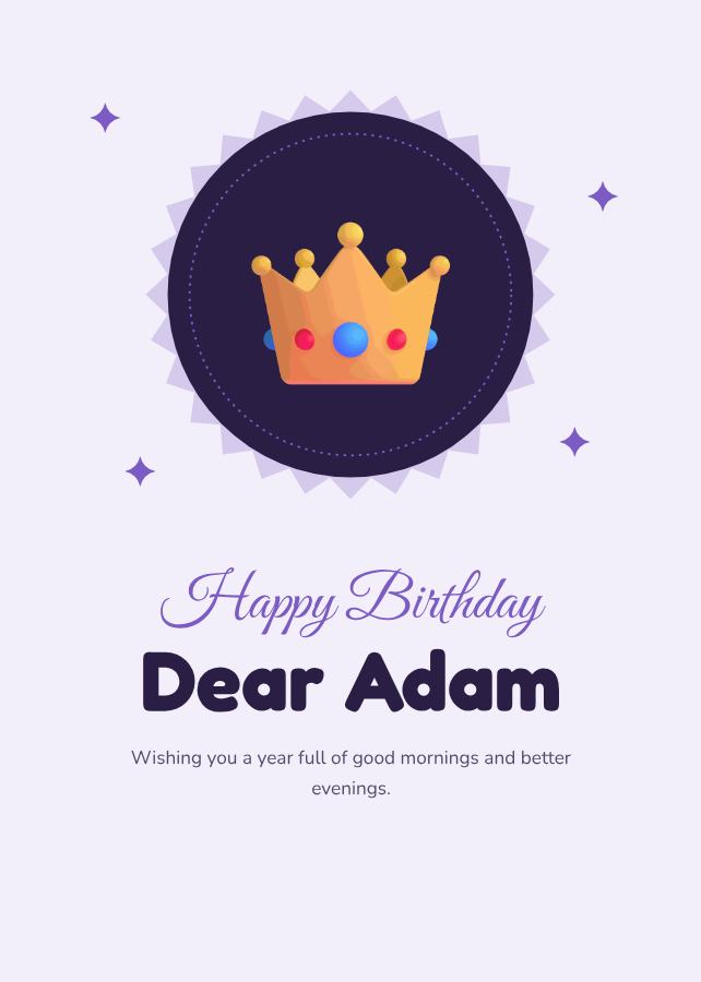 Lilac Adam Birthday Wishes Card — editable birthday template