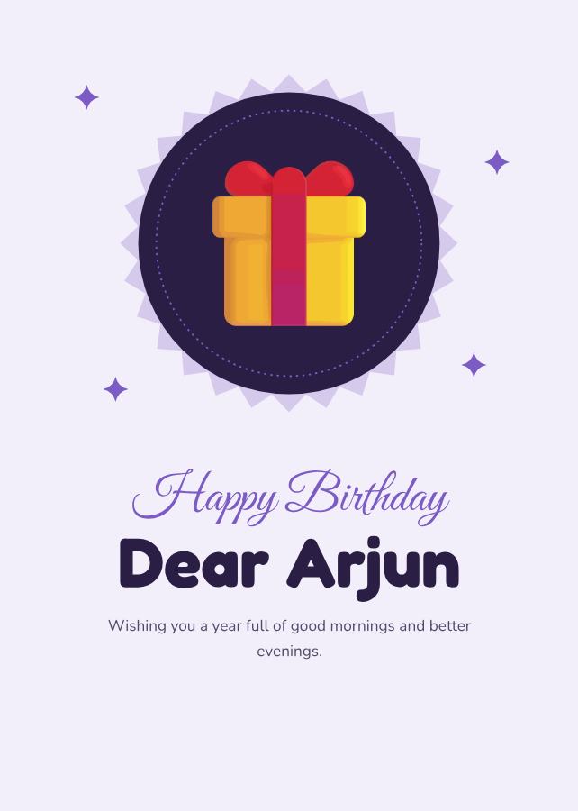 Lilac Arjun Birthday Wishes Card — editable birthday template