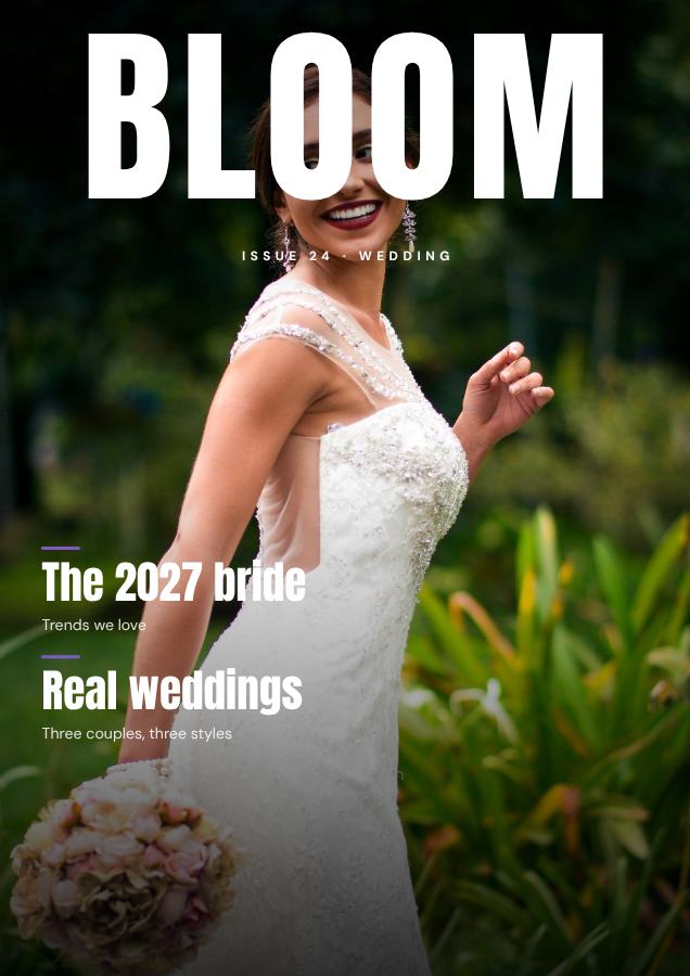 Lilac BLOOM Wedding Magazine Cover Issue 24 — editable marketing template