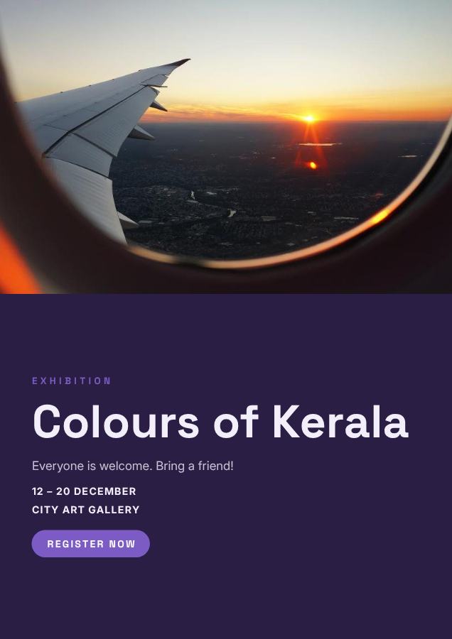 Lilac Colours of Kerala Poster — editable marketing template