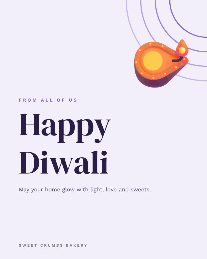 Lilac Diwali Business Wishes Post — editable festivals template