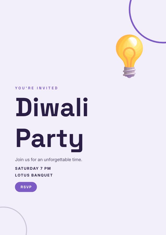 Lilac Diwali Party Flyer — editable events template