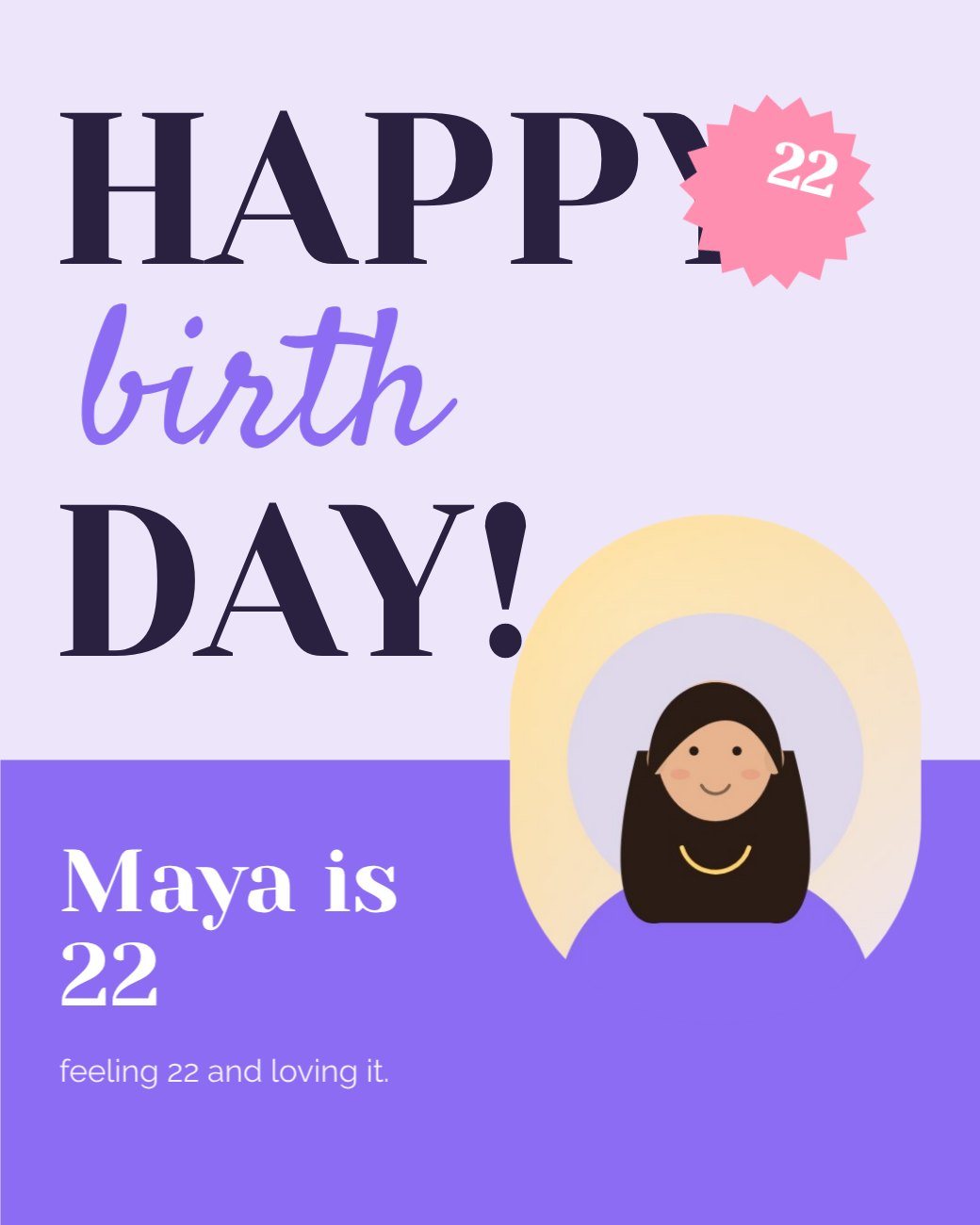 Lilac Expressive Birthday Post — editable birthday template