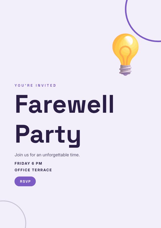 Lilac Farewell Party Flyer — editable events template
