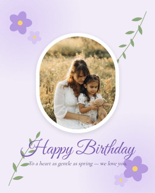 Lilac Florals Gentle Birthday Wish template