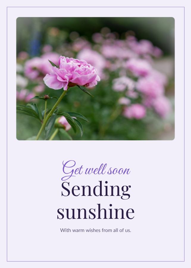 Lilac Get well soon sending sunshine Card I — editable cards template