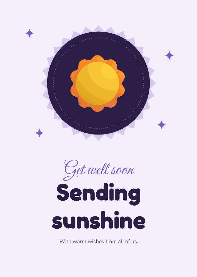 Lilac Get well soon sending sunshine Card IX — editable cards template