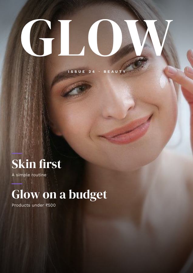 Lilac GLOW Beauty Magazine Cover Issue 24 — editable marketing template