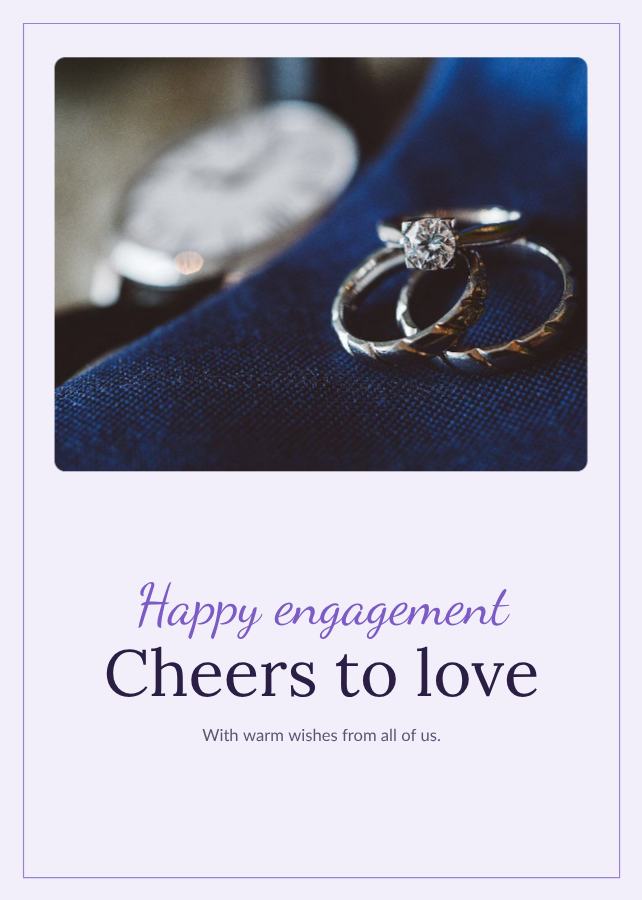 Lilac Happy engagement cheers to love Card VI — editable cards template