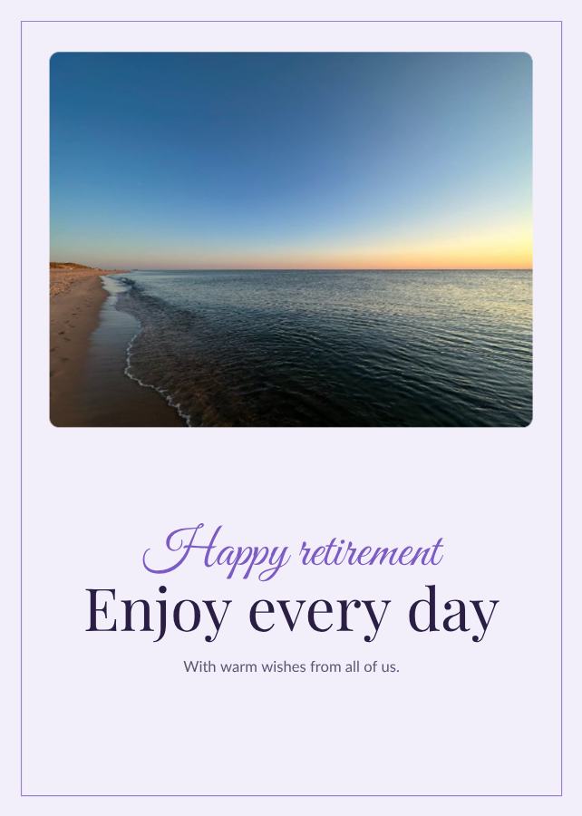 Lilac Happy retirement enjoy every day Card I — editable cards template